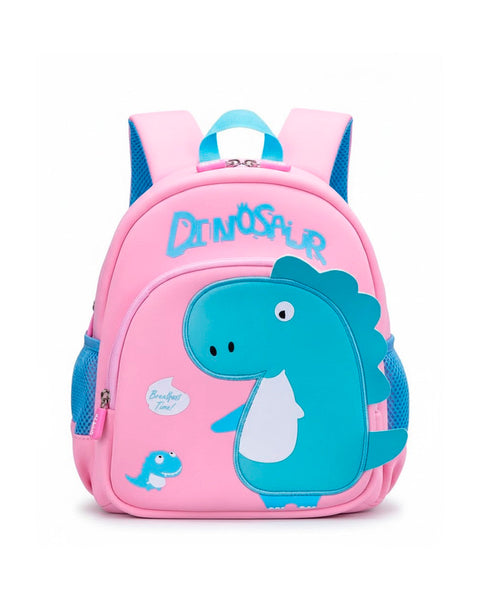Mochila Wolfy con diseño de dinosaurio color rosado