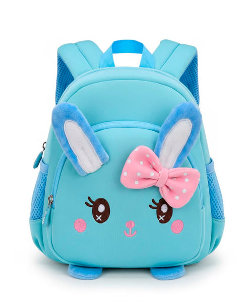 Mochila Wolfy con diseño de  conejo color celeste