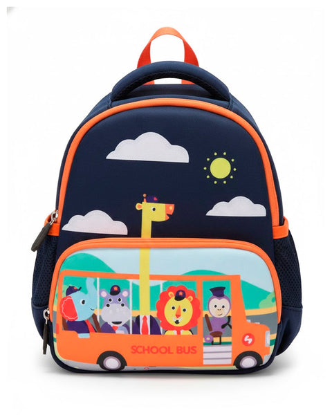 Mochila Wolfy con diseño de bus color azul