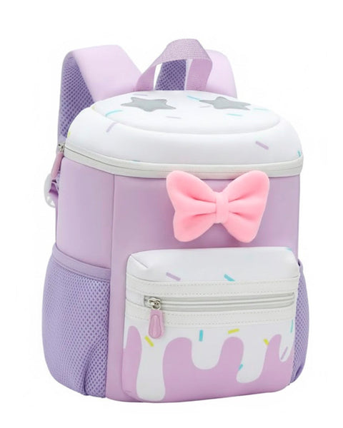 Mochila Wolfy con moña al frente color lila