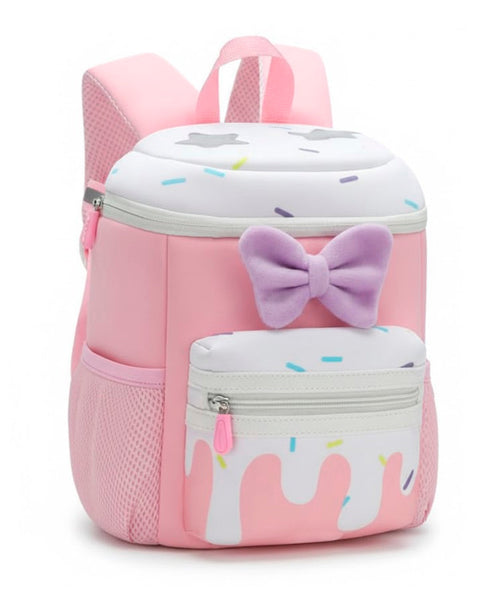 Mochila Wolfy con moña al frente color rosado