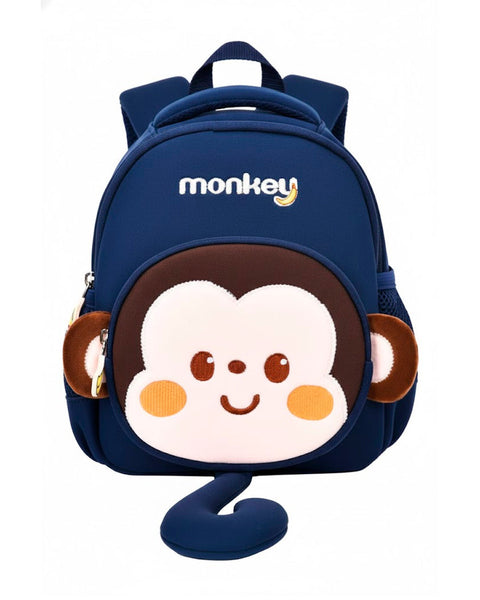 Mochila Wolfy con diseño de mono color azul