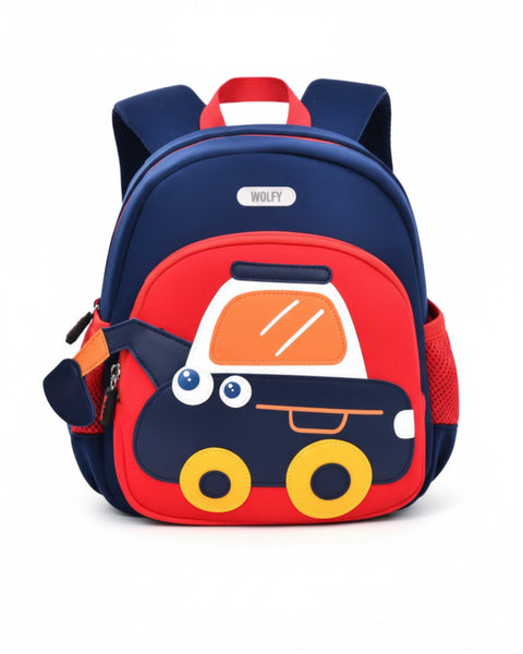 Mochila Wolfy con diseño excavadora para niño color azul