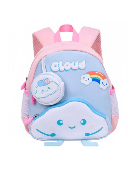Mochila Wolfy con diseño de  nube color rosado