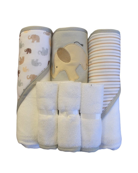 6PK Set de baño Le Top: 3 toallas con capucha y 3 paños para ducha multicolor para niño - Kinder Guatemala - Regalos de baño niño