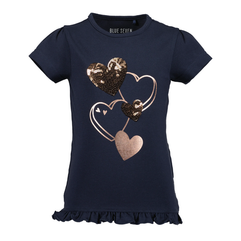 Blusa Blue Seven manga corta estampado corazones azul marino niña