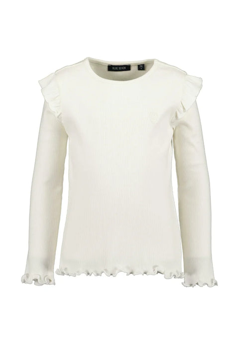 Blusa Blue Seven manga larga vuelitos en los hombros color blanco para niña