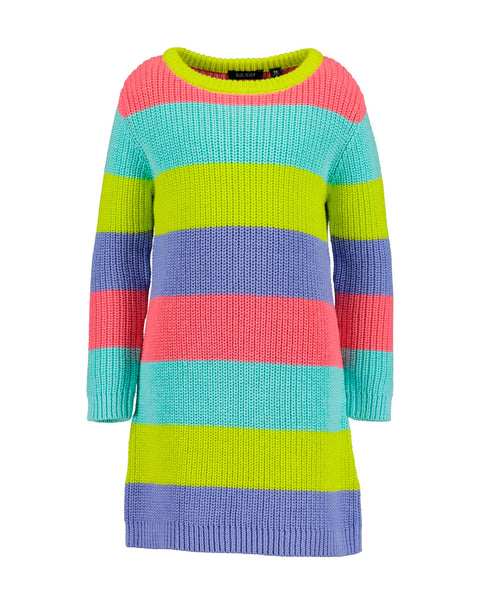 Vestido Blue Seven manga larga diseño de rayas multicolor para niña