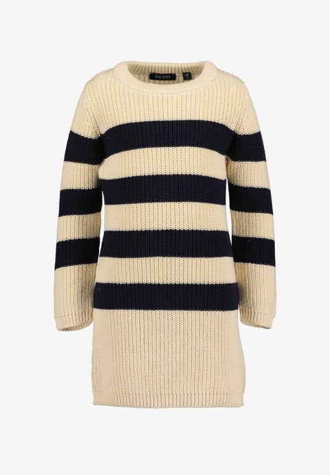 Vestido Blue Seven manga larga diseño de rayas color beige para niña