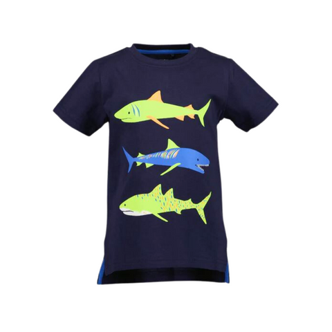 T-shirt Blue Seven azul manga corta estampado tiburones