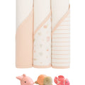9PK Set de baño Elephant and Castle: 3toallas con capucha, 3 paños para ducha y 3 juguetes de baño multicolor para niña - Kinder Guatemala - Regalos de baño niña