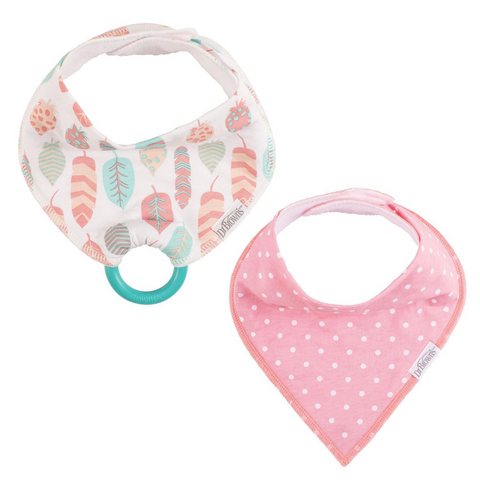 Babero Bandana Dr. Browns Plumas / Puntos Rosado, 2-pack