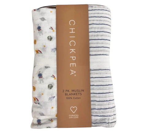 2PK de Frazadas Chick Pea de muslin multicolor para niño