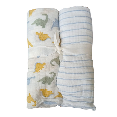 Set de 2 frazadas Chick Pea dinos beige niño