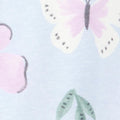Pijama Carters con pies y zipper doble via estampado de mariposas color celeste para niña