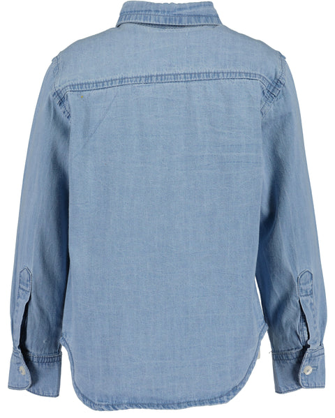 Camisa Blue Seven de manga larga con botones color celeste para niño