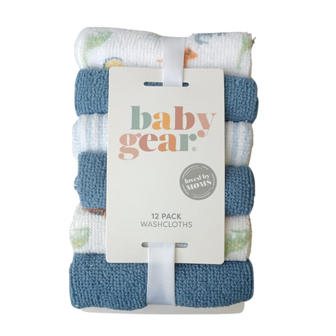 Set de 12 toallitas para el baño Baby Gear dino azul niño