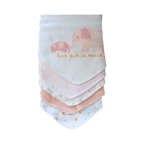 Paquete de 5 baberos de bandana Baby Gear floral rosado niña