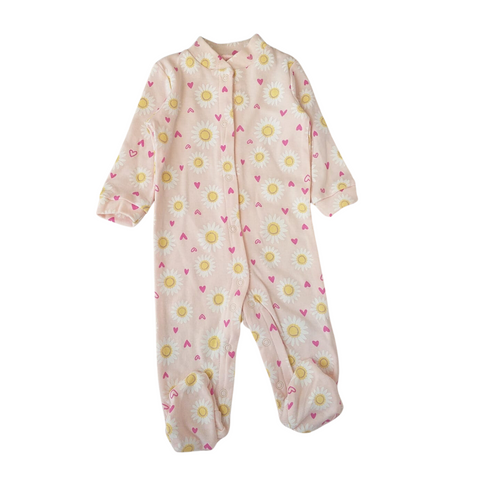 Conjunto 3 piezas Baby Gear pijama con pies body manga corta y babero rosado niña