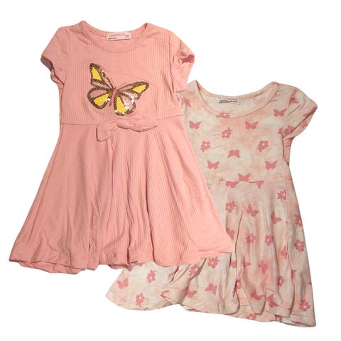 Young Hearts Set de 2 vestidos estampados y accesorio cabello rosado niña