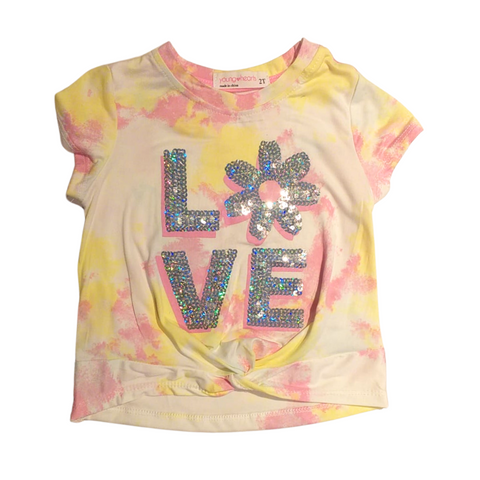 Blusa Young Hearts manga corta y accesorio cabello multicolor niña