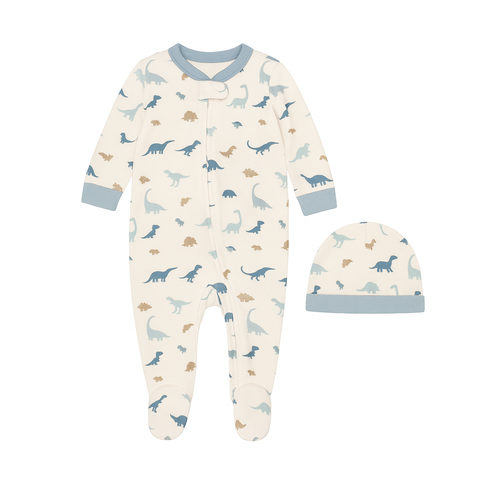 Set Kyle & Deena 2 piezas: pijama y gorrito estampado dinosaurio multicolor para niño
