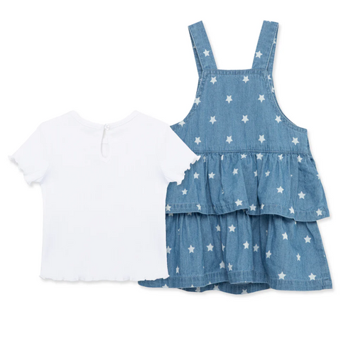 Conjunto Little Me jumper estampadio estrellas azul niña