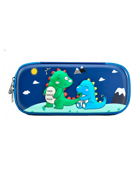 Portalápices Wolfy con diseño de dinosaurios color azul