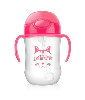 Primer Vaso con Pajilla con Agarradores 9oz ROSADO (6m+)