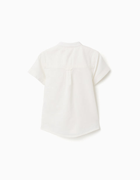 SS SHIRT LINEN, LIGHT BLUE, 9/12M