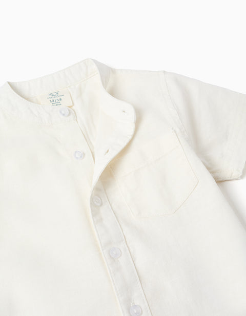 SS SHIRT LINEN, LIGHT BLUE, 9/12M