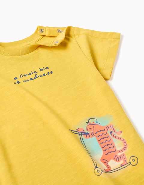 SS TSHIRT JERSEY, DARK YELLOW, 6/9M