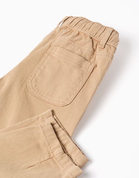 PANTS TWILL, BEIGE, 6/9M
