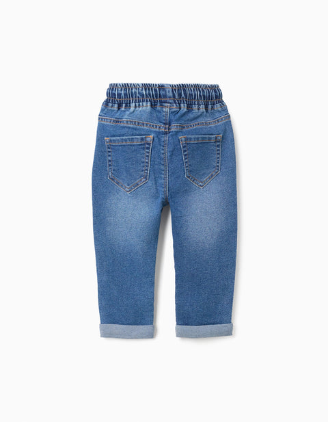 Pantalón Zippy de lona celeste con cintas