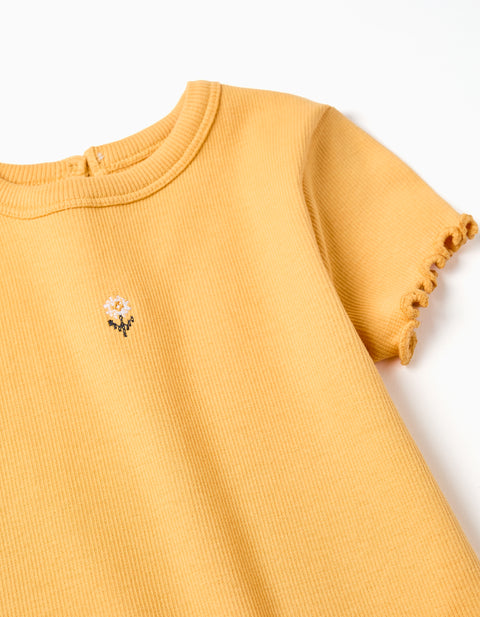 SS TSHIRT RIB, DARK YELLOW, 12/18M