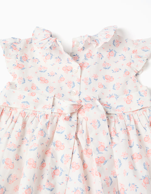 Vestido Zippy floral con cuello y mangas de vuelito
