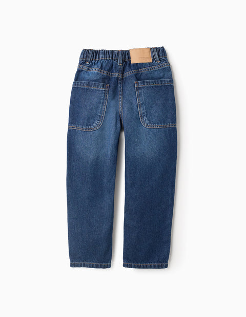PANTS DENIM, DARK BLUE DENIM, 3/5