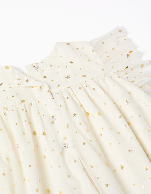 SS DRESS PLEATED, WHITE, 2/3