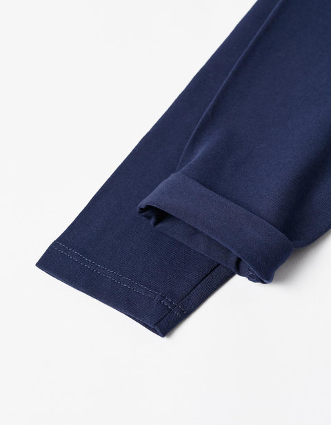 P2 LEGGINGS JERSEY, DARK BLUE, 6/9M