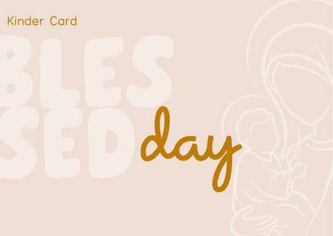 Reverso de la tarjeta de regalo Blessed Day de Kinder, con el logo y el eslogan "Elige bien"