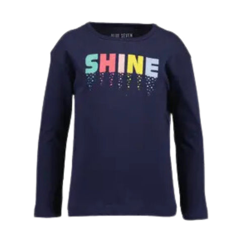 Blusa Blue Seven azul manga larga con diseño de shine para niña. - Kinder Guatemala - 