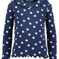 Blusa Blue Seven estampado de puntos manga larga con vuelitos en cuello para niña. - Kinder Guatemala - 