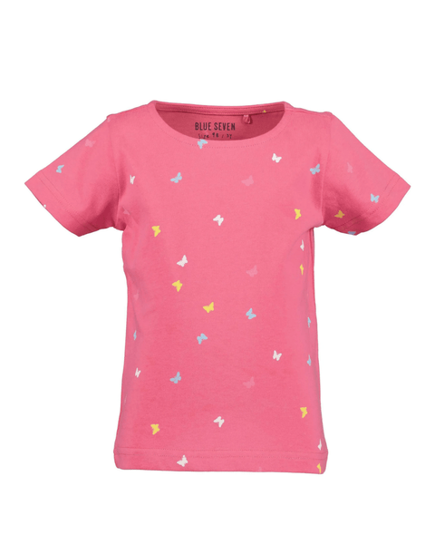 Blusa Blue Seven manga corta color rosado con estampado para niña - Kinder Guatemala - blusa manga corta