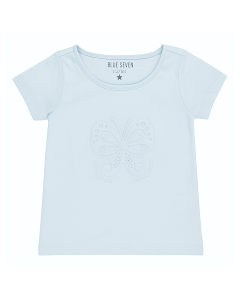 Blusa Blue Seven manga corta diseño de mariposa color celeste para niña - Kinder Guatemala - blusa manga corta
