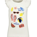 Blusa Blue Seven sin mangas con vuelitos en los hombros diseño de playa color blanco para niña - Kinder Guatemala - blusa manga corta