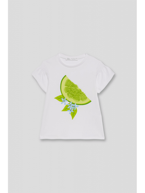 Blusa Street Monkey manga corta con diseño color blanco para niña - Kinder Guatemala - Blusa