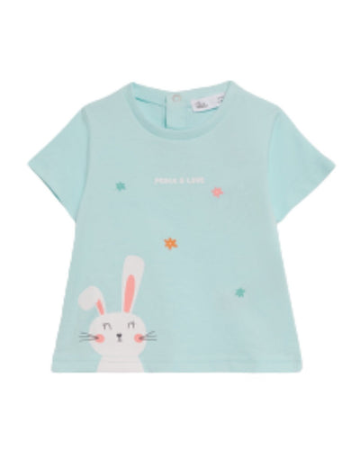 Blusa Street Monkey manga corta diseño de conejo color verde para niña - Kinder Guatemala - Blusa