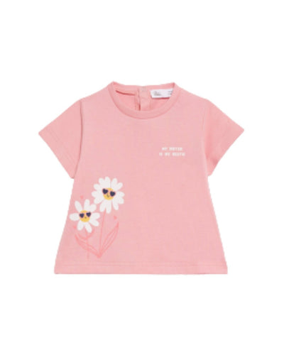 Blusa Street Monkey manga corta diseño de flores color rosado para niña - Kinder Guatemala - Blusa