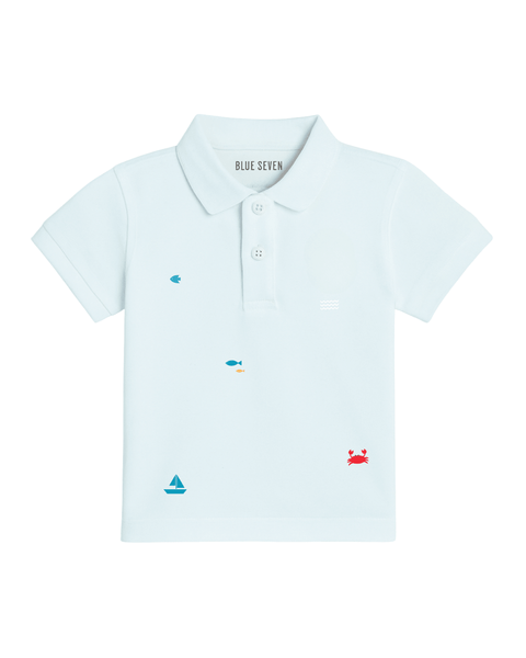 Camisa Polo Blue Seven manga corta color celeste para niño - Kinder Guatemala - camisa polo manga corta