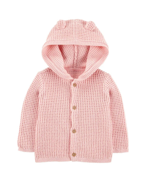 Cardigan Carters con capucha y botones color rosado para niña - Kinder Guatemala - Suéteres